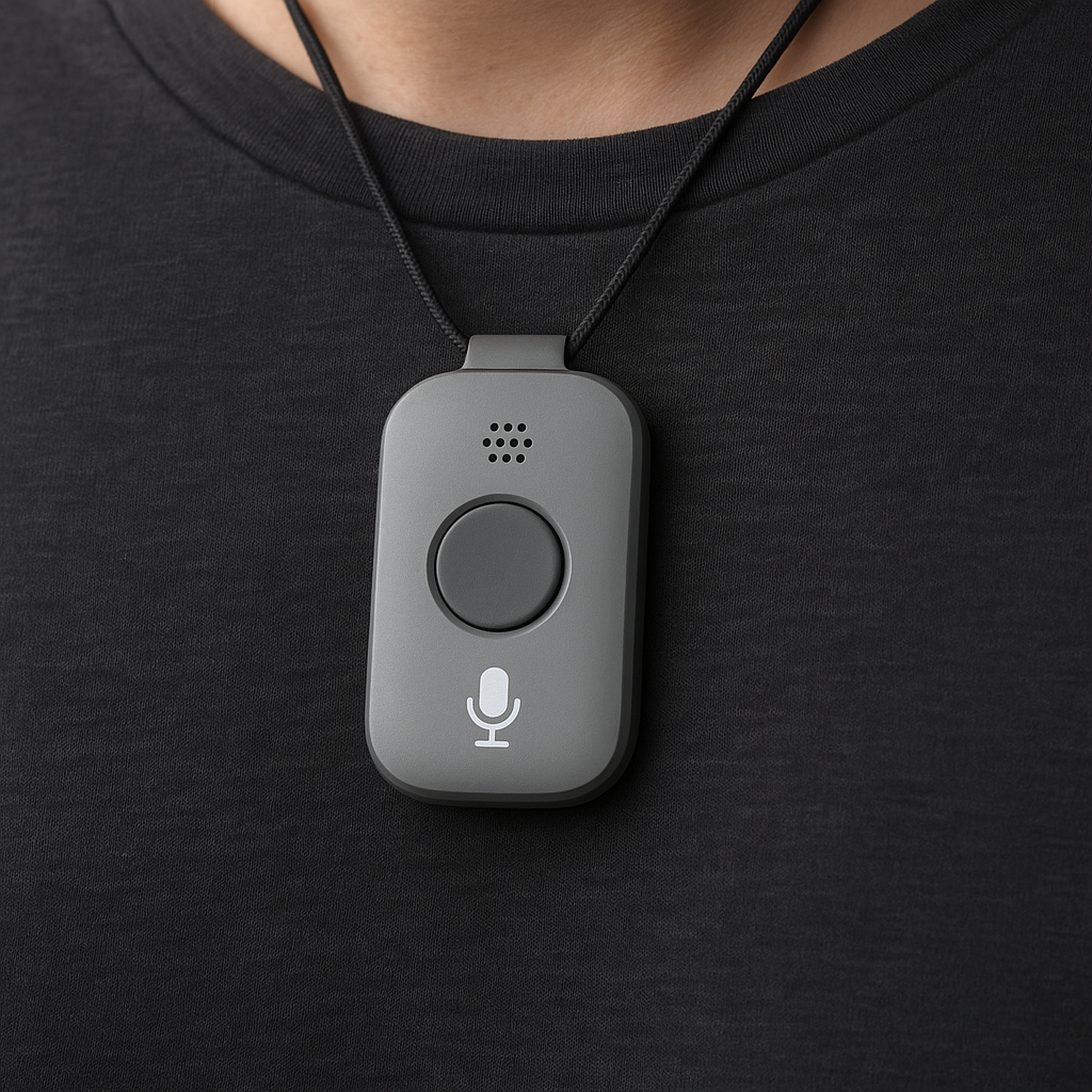 NotesHQ Pebble worn as a pendant